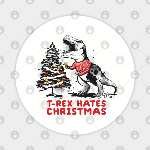 T-rex hates christmas Magnet by NemiMakeit